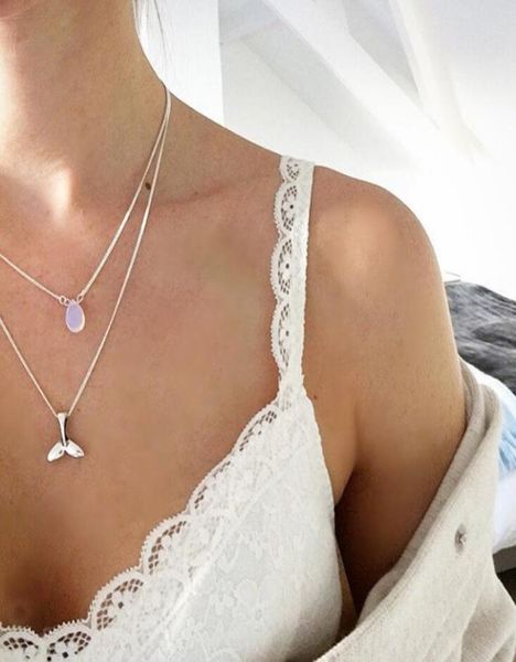 

choker necklace collar vintage boho girlfriend gift ethnic mermaid fishtail pendant necklace multilayer fashion for women jewelry 9340826, Golden;silver