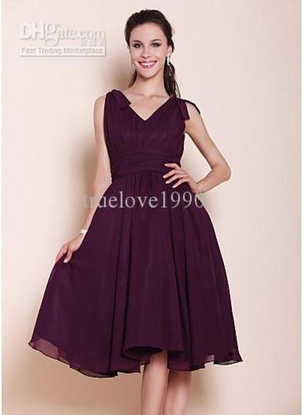 

plum chiffon vneck kneele junior bridesmaid dresses party wedding dress sz 21220 tb3110765428233, Blue;red