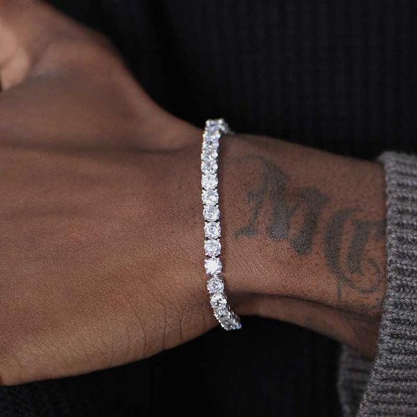 

hip hop jewelry iced 4mm s925 silver moissanite diamond tennis bracelet