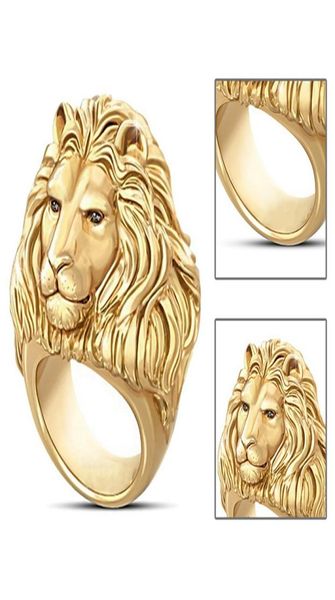 

punk style domineering lion head ring gothic gold color finger ring man jewelry hip hop african lion rings gif1661546, Silver