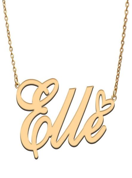 

pendant necklaces love heart elle name necklace for women stainless steel gold amp silver nameplate femme mother child girls gif9488412