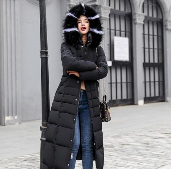 

2022 winter cotton jacket with fur women parkas thick warm hooded student coat fashion female outwear long cottonpadded jacket 3x3692949, Black
