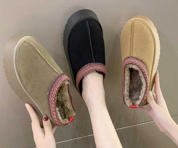 

2023 australia thickened bottom classic warm boots womens mini half snow boot usa gs 585401 winter full fur fluffy furry satin ankle bootss, Black