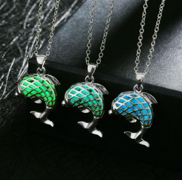 

3 colors european style luminous stone pendant necklaces whole glow in dark necklaces for women mermaid design luminous gemsto8553115, Silver