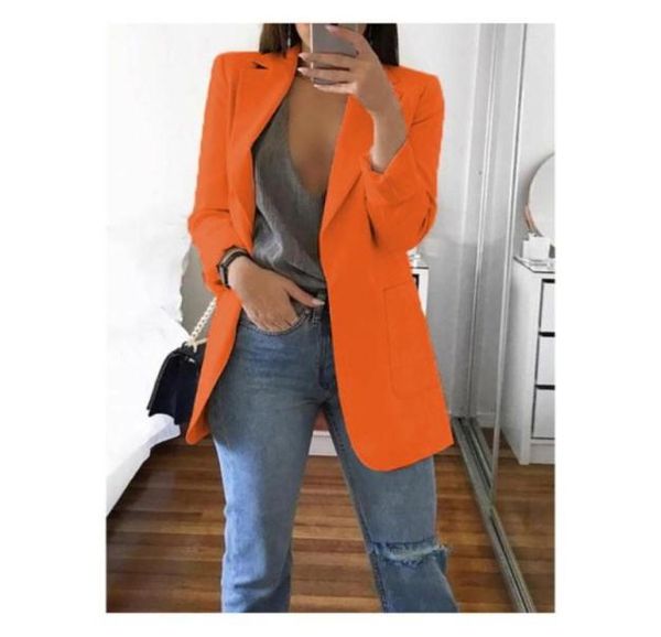 

fashionlong blazers women ladies femme mujer dames casual office white black blue red yellow pink orange plus size oversized blaz33045576