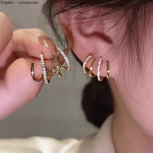 

fashion exquisite rhinestone decor ear cuff earring for woman 2023 new arrival christmas gift stud earrings, Golden
