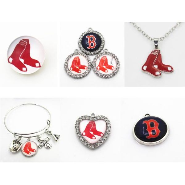 

us baseball team boston dangle charm diy necklace earrings bracelet bangles buttons sports jewelry accessories8599405, Bronze;silver