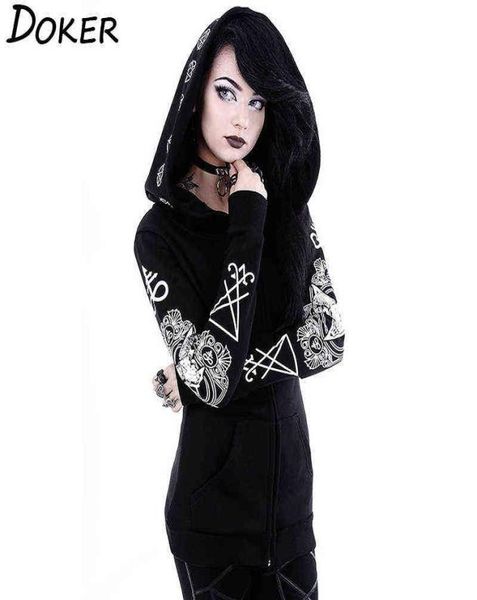 

5xl gothic punk print hoodies sweatshirts women long sleeve black jacket zipper coat autumn winter female casual hooded 200922687456