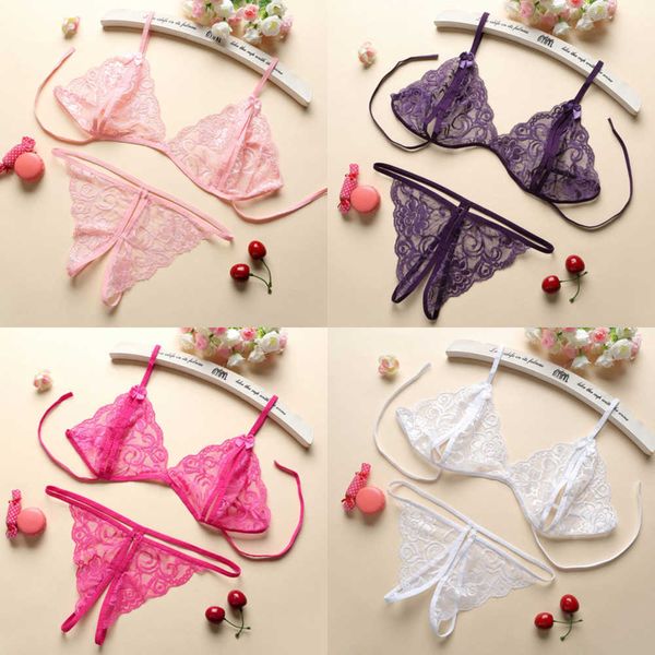 

nxy lace lingerie set women exotic naked crotchless transparent underwear g-string bandage bikini see through open bra sets 230717, Red;black