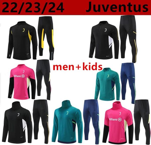 

22 23 24 mens kids football tracksuit jersey kit set 22 23 juve men training suit soccer tracksuits survetement foot chandal futbol jacket j, Black