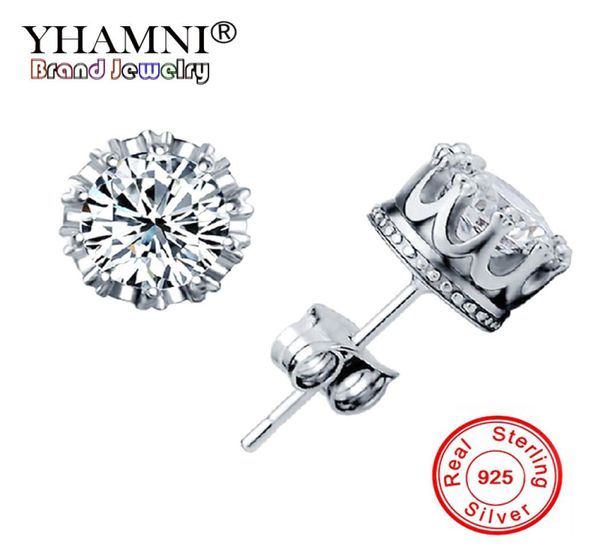 

yhamni 100 solid 925 silver earrings natural crystal whole fashion small sterling silver jewelry for women stud men or women 9592607, Golden;silver