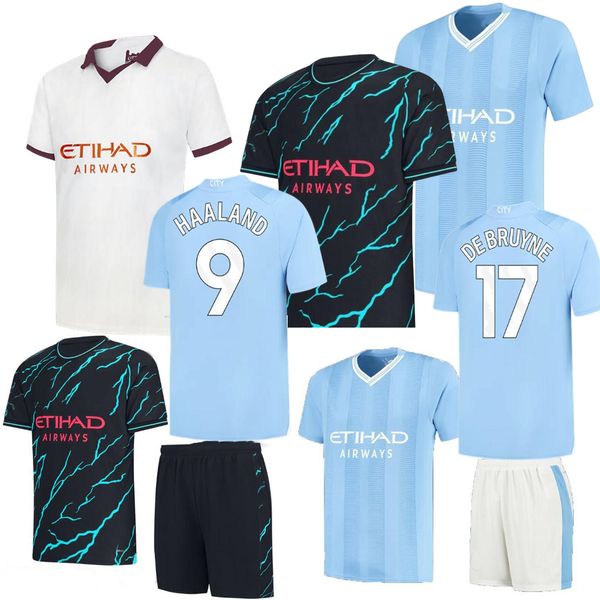 

fans version haaland city soccer jersey grealish sterling ferran de bruyne foden 23 24 mans cities football shirts men sets uniform, Black;yellow