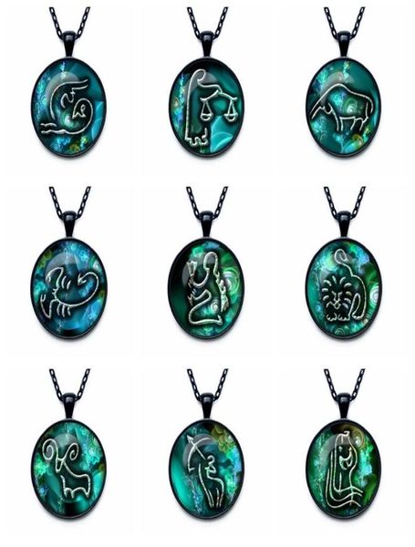 

brand new selling zodiac time gemstone glass necklace pendant n524 with chain mix order 20 pieces a lot4828624, Silver