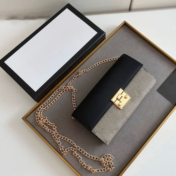 

classic gold chain strap long wallet flap designer coin purse woman mini bag luxury pocket short wallets card holder fashion women hasp pouc, Red;black