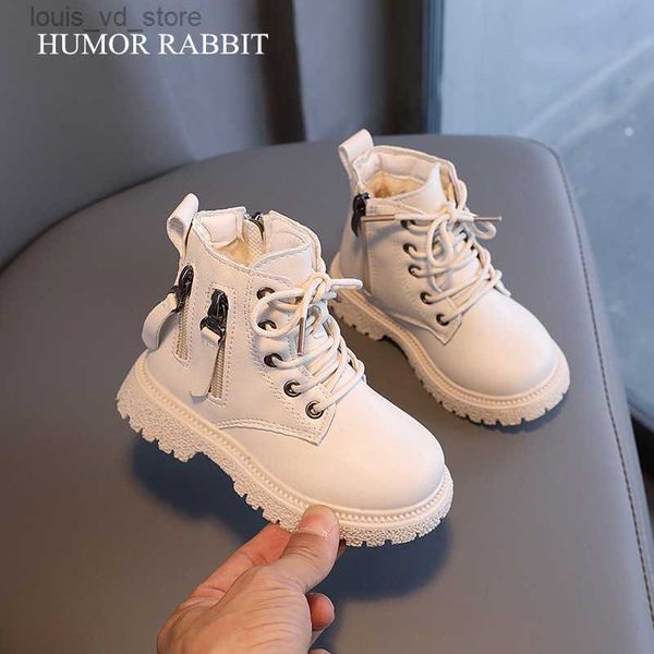 

size 20-30 autumn winter girls rubber boots for children boys boots warm cotton ankle boots kindergarten kids boots double zip t230811, Black;grey