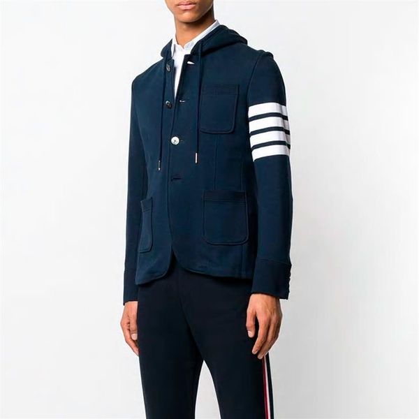 

2022 fashion brand blazer men british casual suit slim fit men's jacket spring and autumn cotton hooded coat258i, White;black