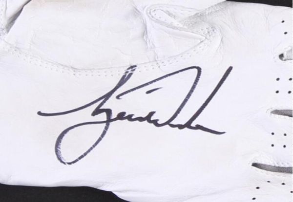 

tiger woods signed autographed signature autograph sheepskin breathable brand golf glove6958041, Black