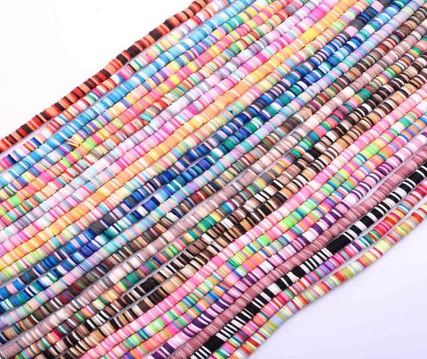 

6mm multi color blend flat round polymer clay chip disk loose spacer handmade beads for jewelry making diy accessories9759619, Black