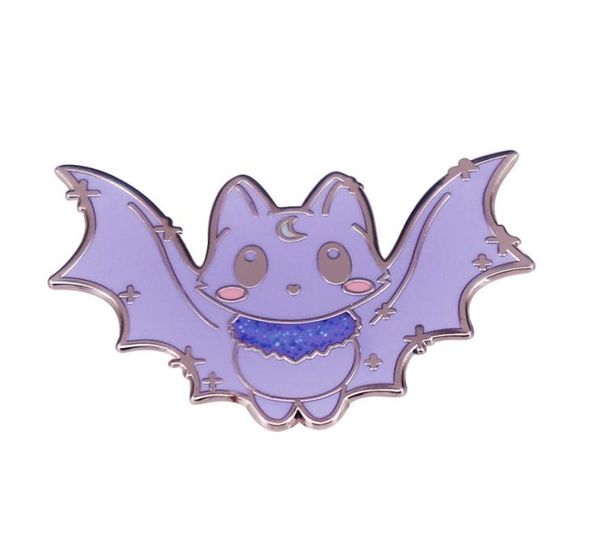 

twinkle baby bat enamel pin glitter whitch moon cat brooch cute spooky halloween gothic fashion jewelry gift5518994, Blue