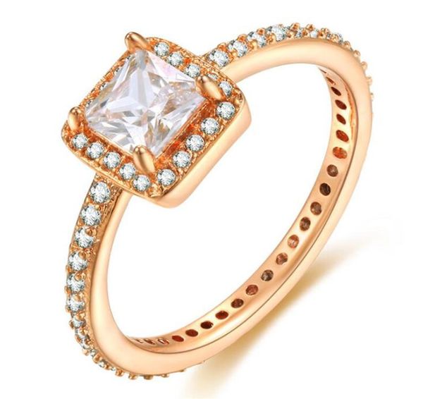 

classical new simple fashion jewelry 925 sterling silvergold fill princess cut white z cz diamond gemstones square women wedd5426382, Slivery;golden