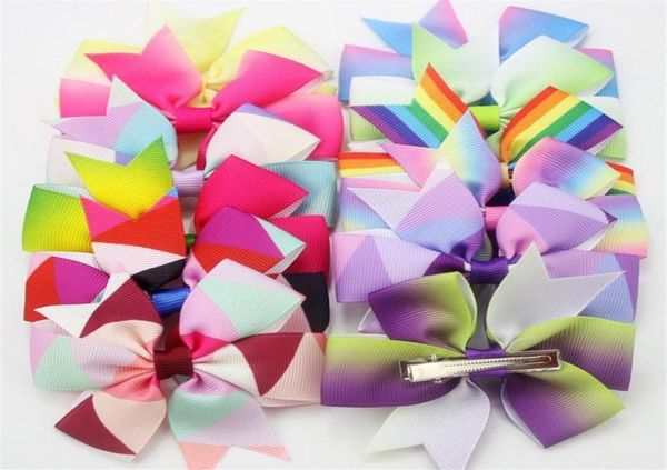 

50pcs lot 8cm rainbow color baby girl toddler hair bows alligator clips grosgrain ribbon headband infant hairband headdress access4524609, Slivery;white