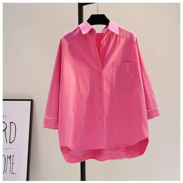 

loose design niche rose red shirt womens retro hong kong style lazy folding white cardigan