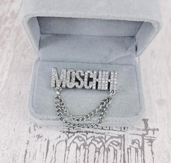 

rhinestone letter brooch women letters tassel chain brooches suit lapel pin gold silver2905770, Gray