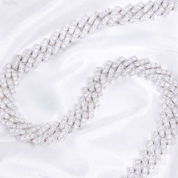 

fashion customized 10mm sterling silver single vvs moissanite diamond cuban chain link for hip hop necklace