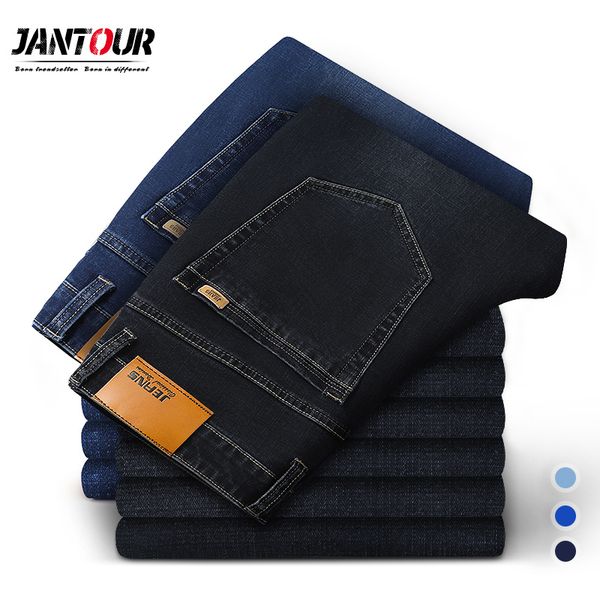 

mens jeans cotton denim pants brand classic clothes overalls straight trousers for men black oversize large size 35 40 42 44 230810, Blue