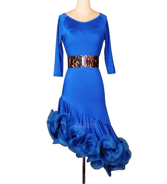 

latin dance dress women stage wear samba dance costumes tango salsa dress samba costume d0014 fluffy hem waist belt 12 sleeve8729335, Black;red
