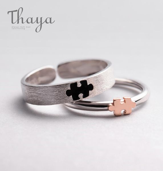 

thaya rose gold 3d puzzle rings bijoux en argent 925 engagement finger ring for women gift handmade jewelry bijoux female5998519, Slivery;golden