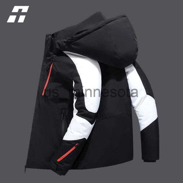 

men's jackets patchwork winter men's puffer jacket thicken warm down jackets 2022 outdoor men windproof white duck down parkas coa, Black;brown