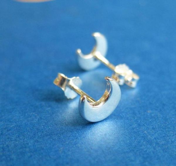 

30pair s020 gold silver cute crescent moon stud earrings simple tiny half moon stud earrings jewelry for women8654843, Golden;silver