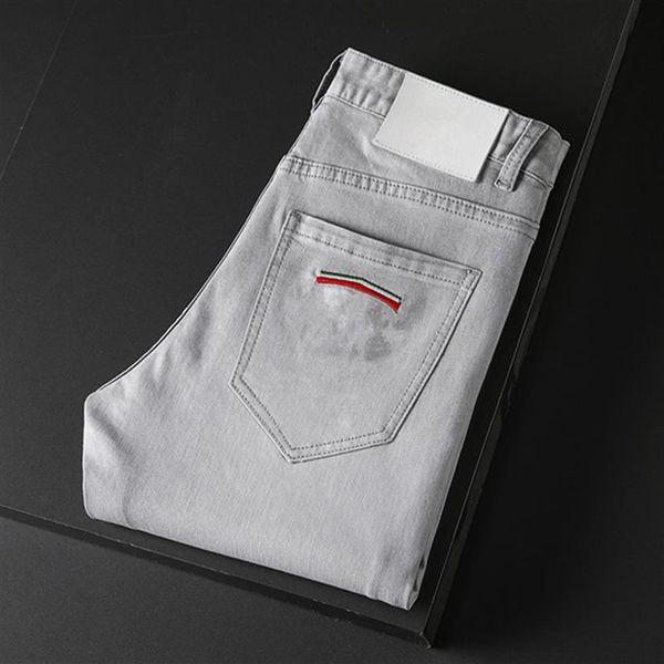 

mens designer luxurys jeans light gray color distressed business casual street wear man jean rock slim-leg fit ripped277q, Blue