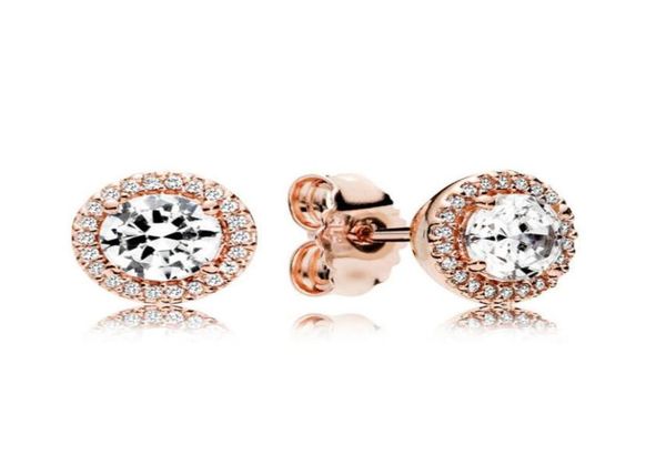 

women luxury cz diamond rose gold earring logo original box for p 925 sterling silver stud earring wedding gift jewelry1130572, Golden;silver
