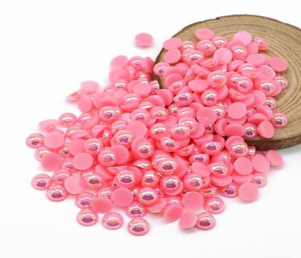 

imitation half round pearl dark pink ab color abs flatback beads embellishments for diy decoration 5005000pcspack1043365, Black