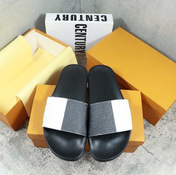 

designer slides women slippers fashion luxurys floral slipper leather rubber flats sandals summer beach shoes loafers gear bottoms sliders, Black