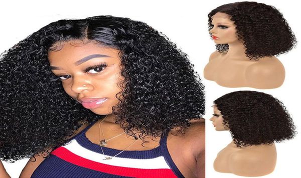 

peruvian human hair lace deep wave wigs 44 natural color 150 density factory whole9713191, Black;brown