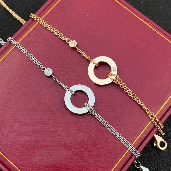 

couple bracelet fashion design light luxury love double chain bracelet trend women's diamond bracelet, Black