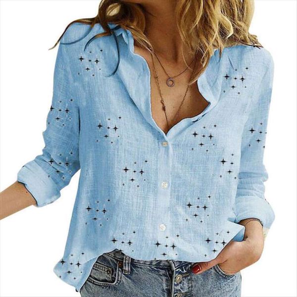 

autumn womens shirt print loose long sleeved top, White