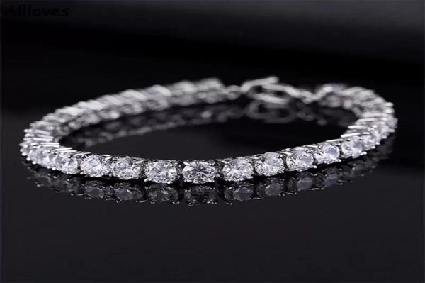 

trendy crystals women bracelets jewelry 925 sterling silver cz tennis bracelet chains wedding fashion rhinestones jewelry ladies p8967762, White