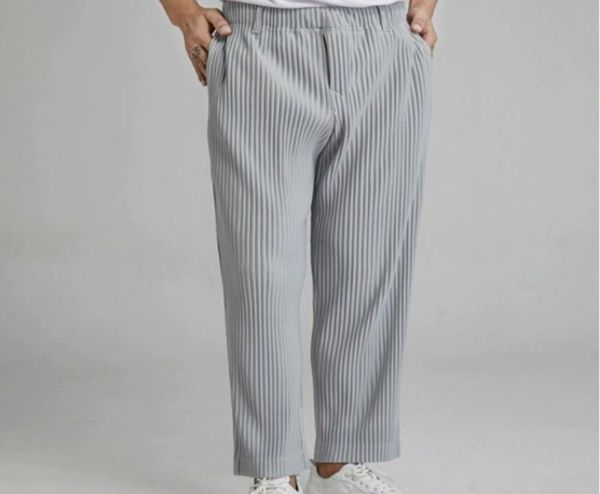 

homme plisse men's pleated loose wide leg straight casual shorts western pants trendy j50 74k31364648, Black