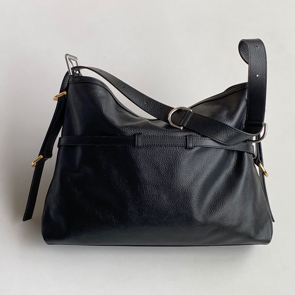 

10a shoulder bags tumbled calfskin leather with v-shaped slouchy silhouette engraved metal buckles lady designer cross body bag 40cm bags