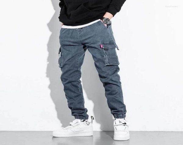 

men039s jeans cotton denim cargo joggers01234567899203395, Blue