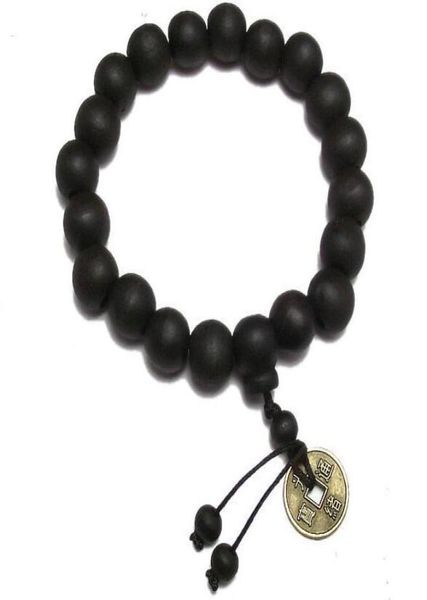 

copper coin peace charm bracelet muyu 12mm imitation spade beads bracelet wooden buddhist promotional associate ornament wy4602484020, Black