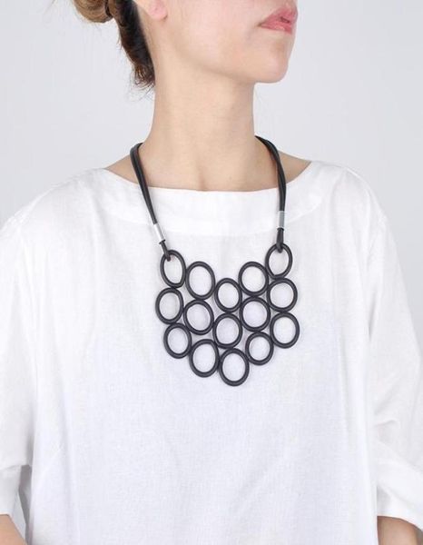 

chokers jid punk multiple circles neck pendant jewelry unusual women black chain necklace statement rubber collar clothes decor2314971, Golden;silver