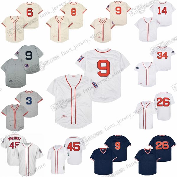 

1946 vintage mitchell and ness baseball jerseys jimmie foxx johnny pesky ted williams david ortiz wade boggs pedro martinez, Blue;black