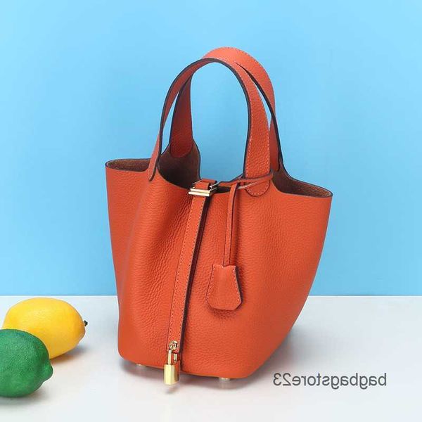 

layer hremes tote bags pattern picotin lock designer lychee bag fashion versatile gold buckle basket leather handbag large capacity bucket k