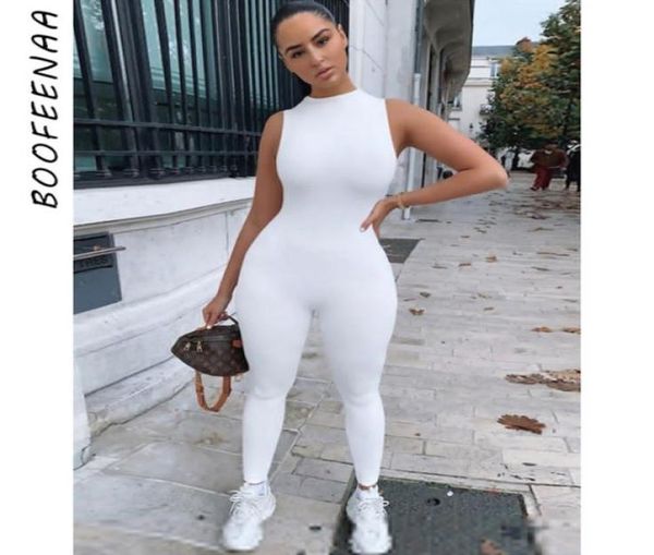

boofeenaa sporty jumpsuit women summer 2020 white black sleeveless bodycon one piece jumpsuits club outfits c92ab54 t2008247539008, Black;white