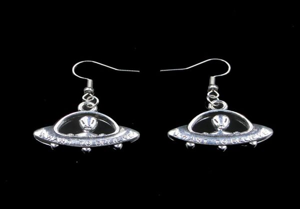 

new fashion handmade 2330mm alien et believe spaceship earrings stainless steel ear hook retro small object jewelry simple design1836414, Silver